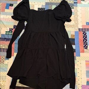 Elegant Black Puff Sleeve Dress